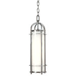 Hudson Valley Lighting - Portland 1-Light Pendant, Polished Nickel, 19" - We've adapted the classic coach lamp to create our Portland collection. Opal glass evenly diffuses glowing white light from within the lamps' clean-lined, cylindrical cages. Hook-and-eye hangers provide the authentic details that make our fixtures standout. Portland adds a hint of rustic charm to a style that carries contemporary allure.