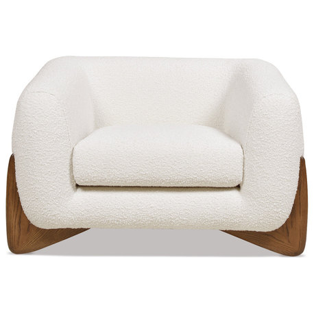 Alpine 44" Boucle Sherpa Arm Chair, Ivory White