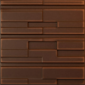 Offset Brick EnduraWall 3D Wall Panel, 19.625"Wx19.625"H, Aged Metallic Rust