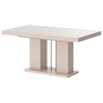 NOSSA High Gloss Extendable Dining Table, Cappuccino