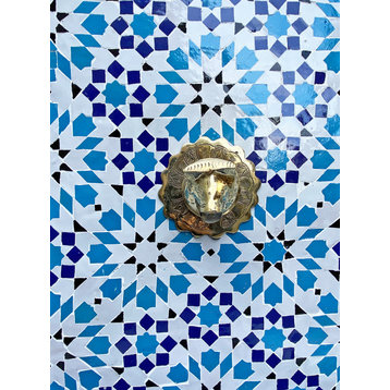 Blue & White Moroccan Tile Wall Fountain