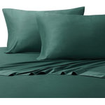 Royal Tradition - Bamboo Cotton Blend Silky Hybrid Sheet Set, Teal, King - Experience one of the most luxurious night's sleep with this bamboo-cotton blended sheet set. This excellent 300 thread count sheets are made of 60-Percent bamboo and 40-percent cotton. The combination of bamboo and cotton in the making of the sheets allows for a durable, breathable, and divinely soft feel to the touch sheets. The sateen weave gives these bamboo-cotton blend sheets a silky shine and softness. Possessing ideal temperature regulating properties which makes them the best choice for feel cool in summer and warm in winter. The colors are contemporary, with a new and updated selection of neutral tones. Sizing is generous and our fitted sheets will suit today's thicker mattresses.