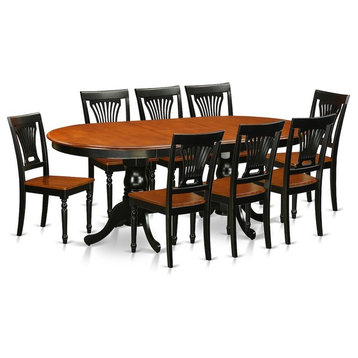 9-Piece Dining Room Set, Table and 8 Chairs for Room, Black and Cherry