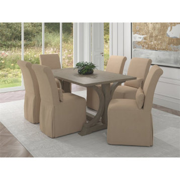 Sunset Trading Newport 20" Fabric Slipcovered Dining Chair in Tan