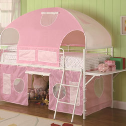 COASTER 460202 WHITE TWIN LOFT BED WITH SWEETHEART TENT - Kids Beds