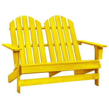 vidaXL 2-Seater Patio Adirondack Chair Outdoor Furniture Solid Wood Fir Yellow