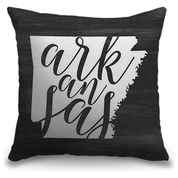 "Home State Typography - Arkansas" Outdoor Pillow 18"x18"