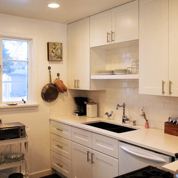 East Denver Minimalist White Bathroom & Kitchen Renovation