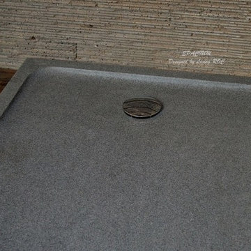 SPACIUM 54"x34" STONE SHOWER BASE IN GRAY GRANITE