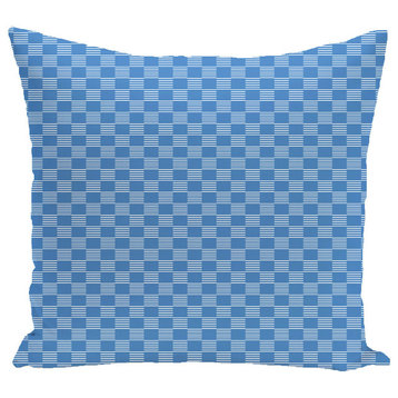 Read Between The Lines Geometric Print Outdoor Pillow, Azure, 18"x18"