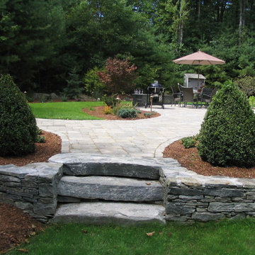 Connecticut Fieldstone walls with slab steps