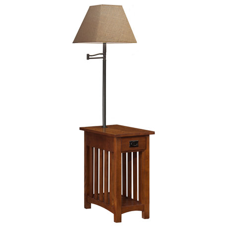 Leick Furniture Mission Chairside Solid Wood Lamp Table Medium in Oak