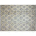 Bareens Designer Rugs - Classic Ziegler Cassy Blue Ivory Hand-Knotted Wool and Silk Rug- 9'11'' x 14'3'' - Enhance the ambiance of your home with this magnificent Persian-influenced Turkish hand-knotted rug made by skilled artisans capable of creating the most exceptional vegetable dyes and hand-spun wool. This exquisite handmade rug is a one-of-a-kind Peshawar Kafkaz, otherwise identified as Chobi, Chobi Peshawar, Oushak, or Ziegler rug. These handmade rugs are crafted in Pakistan utilizing superior-quality wool imported from Australia, New Zealand, and Korea in two types of weaves: the Persian weave and the Mori weave. This rug is meticulously crafted by hand using the finest natural vegetable dyes extracted from local plants. The artisans use a blend of hand-spun local and fine merino wool, resulting in a rug with a compelling texture, higher lanolin content, and longer staple. The artisans occasionally incorporate natural or artificial silk into the pile to enhance specific motifs. The finished product is an awe-inspiring execution of flawless design and an understated palette that exudes elegance.