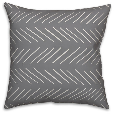 White and Gray Modern Chevron 16x16 Throw Pillow Cover