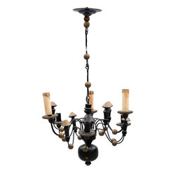 Dutch Painted Wood 12-Light Chandelier - Chandeliers