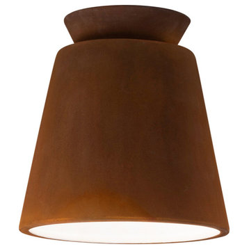 Radiance Outdoor Trapezoid Ceramic Flush-Mount, Real Rust, Dedicated Led
