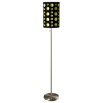 66"H Modern Retro Black-Green Floor Lamp