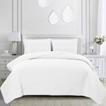 Melange Home - Cotton White Quilt Set, Full/ Queen - Cotton White Quilt Set
