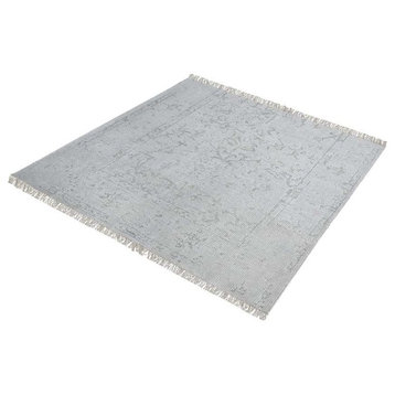 Dimond Belleville Handknotted Wool and Bamboo Viscose Rug, 6" Square, Gray