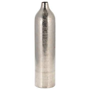 Metal, 19"H Cylinder Vase, Silver