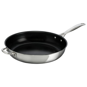 Le Creuset 12 5 Nonstick Deep Fry Pan With Helper Handle Stainless Steel Contemporary Frying Pans And Skillets By Bigkitchen Houzz