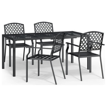 vidaXL Patio Dining Set Outdoor Furniture with Table 5 Piece Anthracite Steel