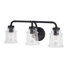 Toledo Industrial Bathroom Vanity Light, Matte Black, 3-Light