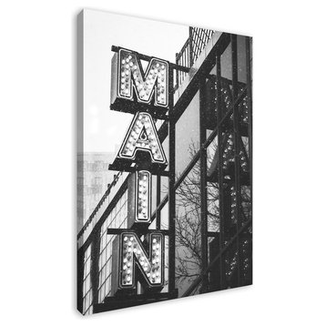 Black and White Main Street City Sign 32x48 Canvas Wall Art