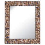 DecorShore - Luxe Mosaic Glass Framed Wall Mirror, Multi-Colored and Gold - Our signature, sparkling wall mirror collection is back in a new, larger size. Handmade and featuring a range of golden hues and a rainbow of shiny, oil slick colors, this embossed mosaic glass framed wall mirror makes for a stunning accent piece in any room. At 30" x 24", our new & unique rectangular mosaic mirror complements a number of colors and decor styles.