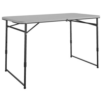 Pemberly Row 4 ft. Fold-in-Half Portable Utility Table Indoor/Outdoor in Gray