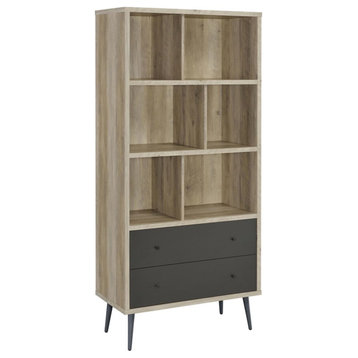 Coaster Maeve 3-shelf Engineered Wood Bookcase in Gray and Antique Pine