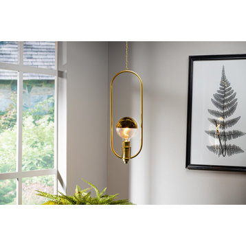 19.68" tall Hanging Gold Battery Operated Pendant Light