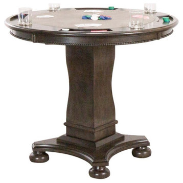 Sunset Trading Vegas 42.5" Round Wood Dining/Chess/Poker Table in Gray