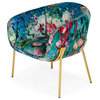 Larra Contemporary Floral Velvet and Gold Accent Chair