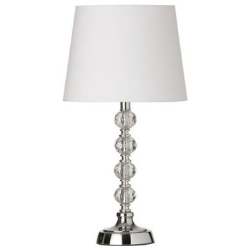 Vienna 1-Light Table Lamp With Cut Crystal Balls and White Shade