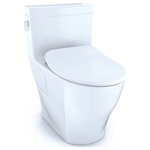 Toto - Toto Legato 1P Toilet, CEFIONTECT & SoftClose Seat WASHLET+ CW-MS624234CEFG#01 - The TOTO Legato One-Piece Elongated 1.28 GPF Universal Height Skirted Toilet with CEFIONTECT has a bold and modern high-profile design, projecting TOTO's mark of excellence: People Planet Water.  The TOTO Legato features a sleek, one-piece design that will immediately beautify the appearance of your bathroom. The one-piece design is not only aesthetically pleasing, but also offers the benefit of being easier to clean versus a two-piece toilet. By removing the gap between the tank and bowl, we eliminate the hiding place for dirt and debris. An additional benefit of the one-piece toilet is that there is no threat of leaks from bolts or gaskets that can occur in two-piece toilets. The Skirted Design of the TOTO Legato conceals the trapway, which enhances the elegant look of the toilet and adds an additional level of sophistication. Skirted Design toilets also eliminate the need to reach behind the bowl to clean the nooks and crannies of the exterior trapway. The TOTO Legato features TOTO's TORNADO FLUSH, a hole-free rim design with dual-nozzles that creates a centrifugal washing action that assists in rinsing the bowl more efficiently. This version of the TOTO Legato includes CEFIONTECT, a layer of exceptionally smooth glaze that prevents particles from adhering to the ceramic. This feature, coupled with TORNADO FLUSH, assists to reduce the frequency of toilet cleanings, minimizing the usage of water, harsh chemicals, and time required for cleaning. The TOTO Legato is designed in TOTO's Universal Height, which allows for a more comfortable seat position across a wide range of users. This version of the Legato offers TOTO T40 WASHLET+ compatibility for when you are ready to upgrade. WASHLET+ toilets feature a channel on the bowl surface to help conceal your WASHLET+ supply line and power cord for seamless integration. The Legato comes ready for install into a 12" rough-in, but may be adapted for a 10" or 14" rough-in with the purchase of a separately sold adapter. The Legato is ADA compliant and meets the standards for EPA WaterSense, and California's CEC and CALGreen requirements. The TOTO Legato has a left-hand chrome trip lever and includes TOTO's brand new ultra slim SoftClose seat, SS234. Additional items needed for installation and use must be purchased separately: wax ring, toilet mounting bolts, and water supply lines.