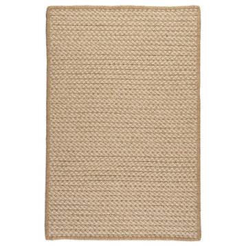 Natural Wool Houndstooth Tea 12' Square, Square, Braided Rug