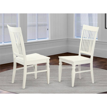 East West Furniture Weston 10" Wood Dining Chairs in Linen White (Set of 2)