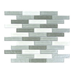 GBM Manufacturing - Geo 15"x13" Textured Glass Linear Mosaic Tile,Gray - Mosaic Tile