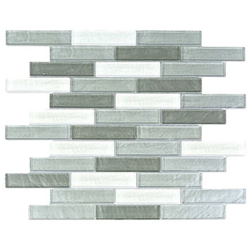 Geo 1 in x 4 in Textured Glass Linear Mosaic in Whistler