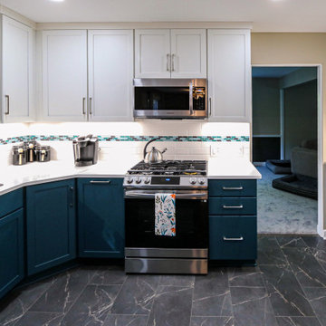 Two-Tone Green and White Kitchen