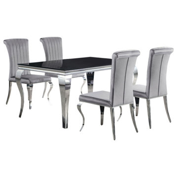 Carone 5-piece 61" Rectangular Dining Set Grey and Chrome Dining Table Grey