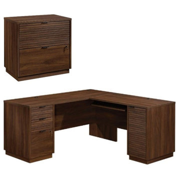 Home Square 2-Piece Set with Computer Desk & Lateral File in Spiced Mahogany