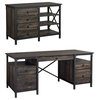 Home Square 2-Piece Set with Executive Desk and Small Credenza in Carbon Oak