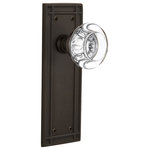 Nostalgic Warehouse - Mission Plate With Round Clear Crystal Knob, Oil-Rubbed Bronze - Complete Passage Set Without Keyhole, Mission Plate with Round Clear Crystal Knob, Oil-Rubbed Bronze