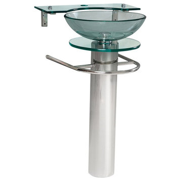 Fresca CMB1019-V Ovale 24" Glass Pedestal Bathroom Sink - Stainless Steel