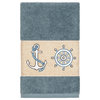Linum Home Textiles Easton Embellished, Teal, Hand Towel, 2-Piece Set