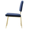 Modern Urban Living Dining Side Chair, Velvet Fabric Metal Steel, Navy Blue