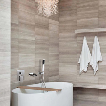 $199.99 Modern Waterfall Wall-Mount Solid Brass Bathtub Filler Faucet & Handshow