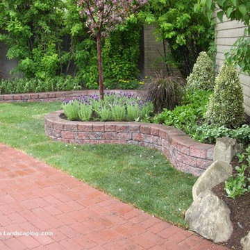 Paving stones and planting beds